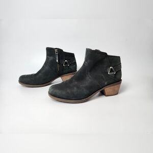 Teva Foxy Ankle Black Nubuck Zip Up Booties Womens Size 10 Western Bootie Silver